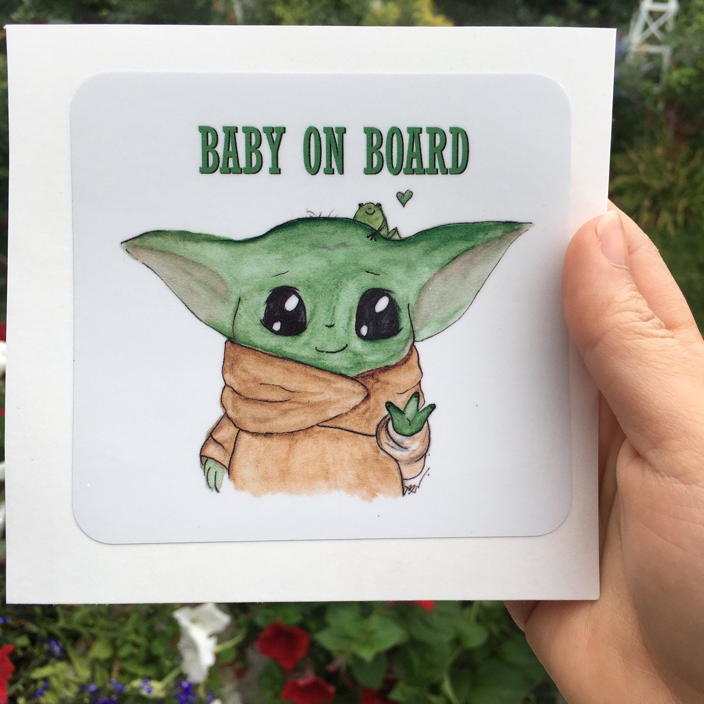 Baby On Board sticker. Baby Yoda sticker