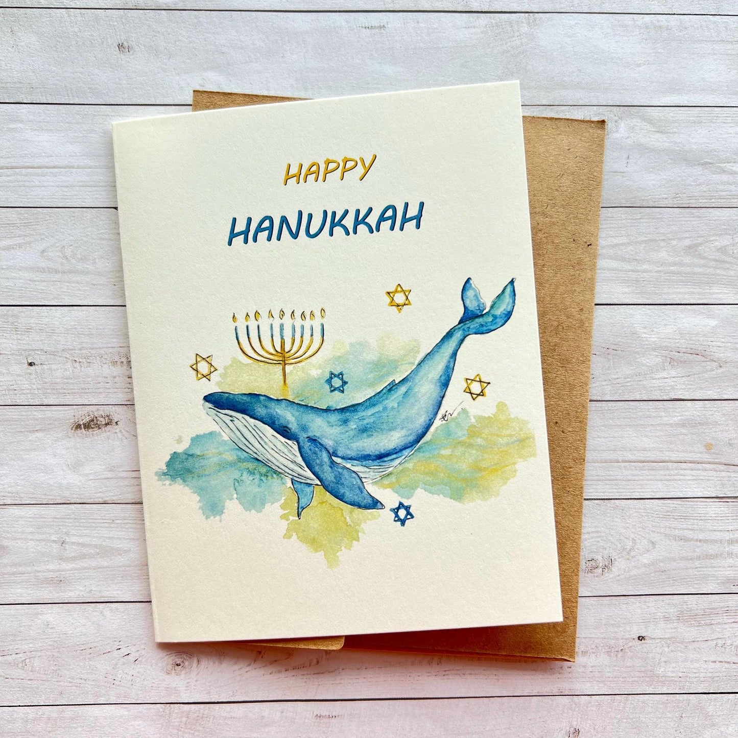 Happy Hanukkah. Whale Hannukah. Westcoast Hanukkah