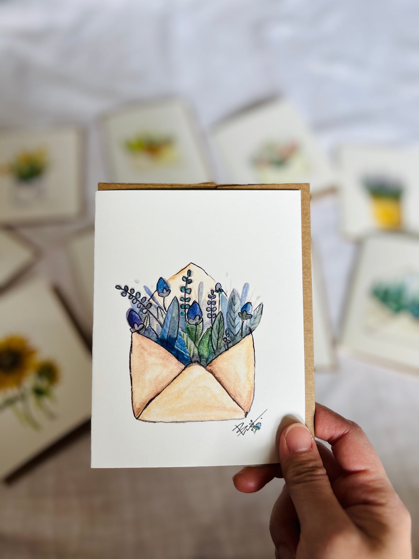 Blue flower envelope