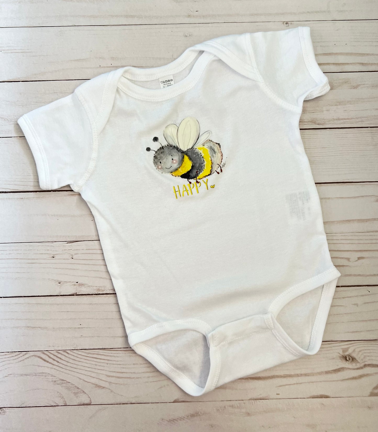 Bee Happy. Bumble bee baby onesie