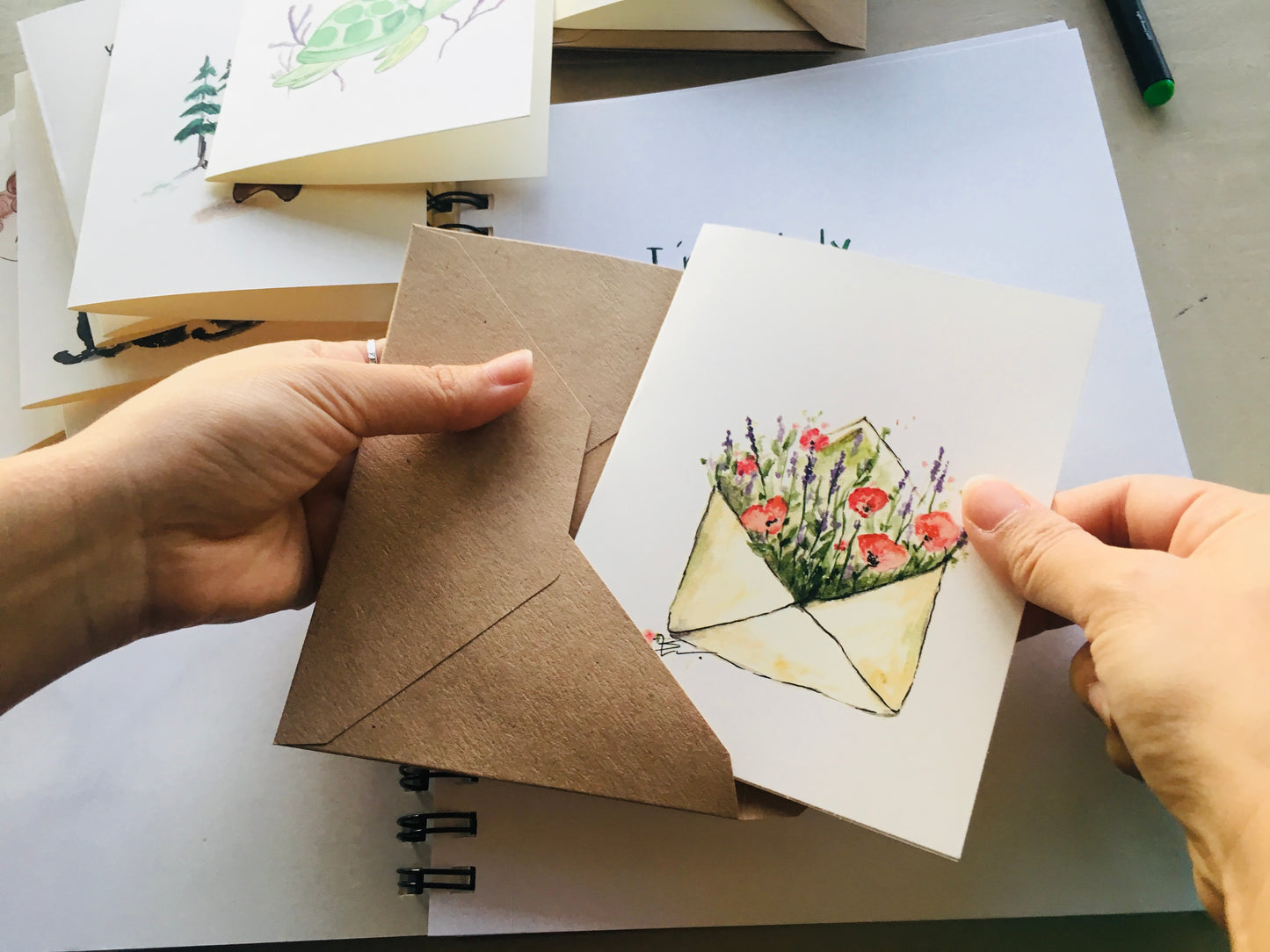 Poppy and lavender envelope