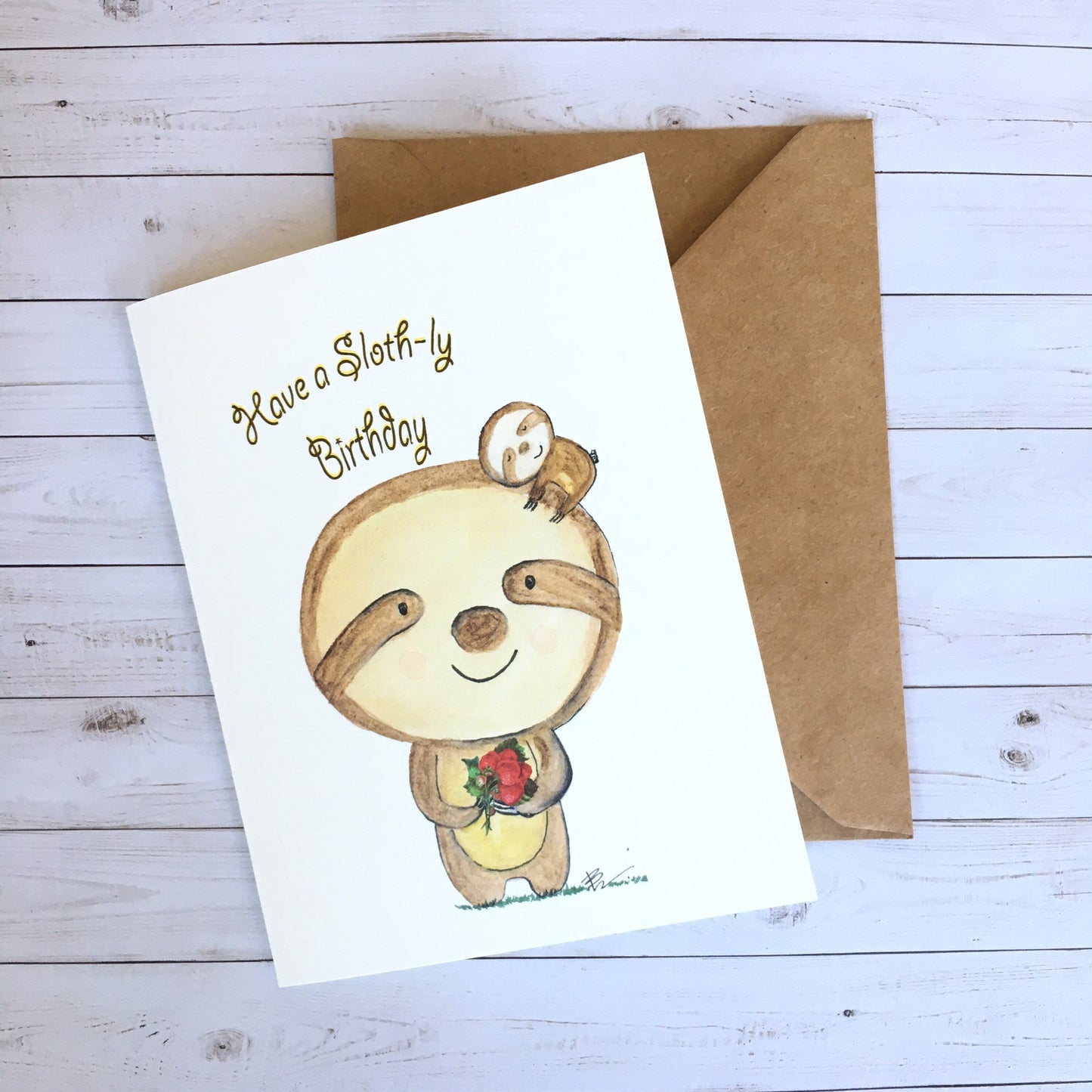Sloth card, happy birthday sloth