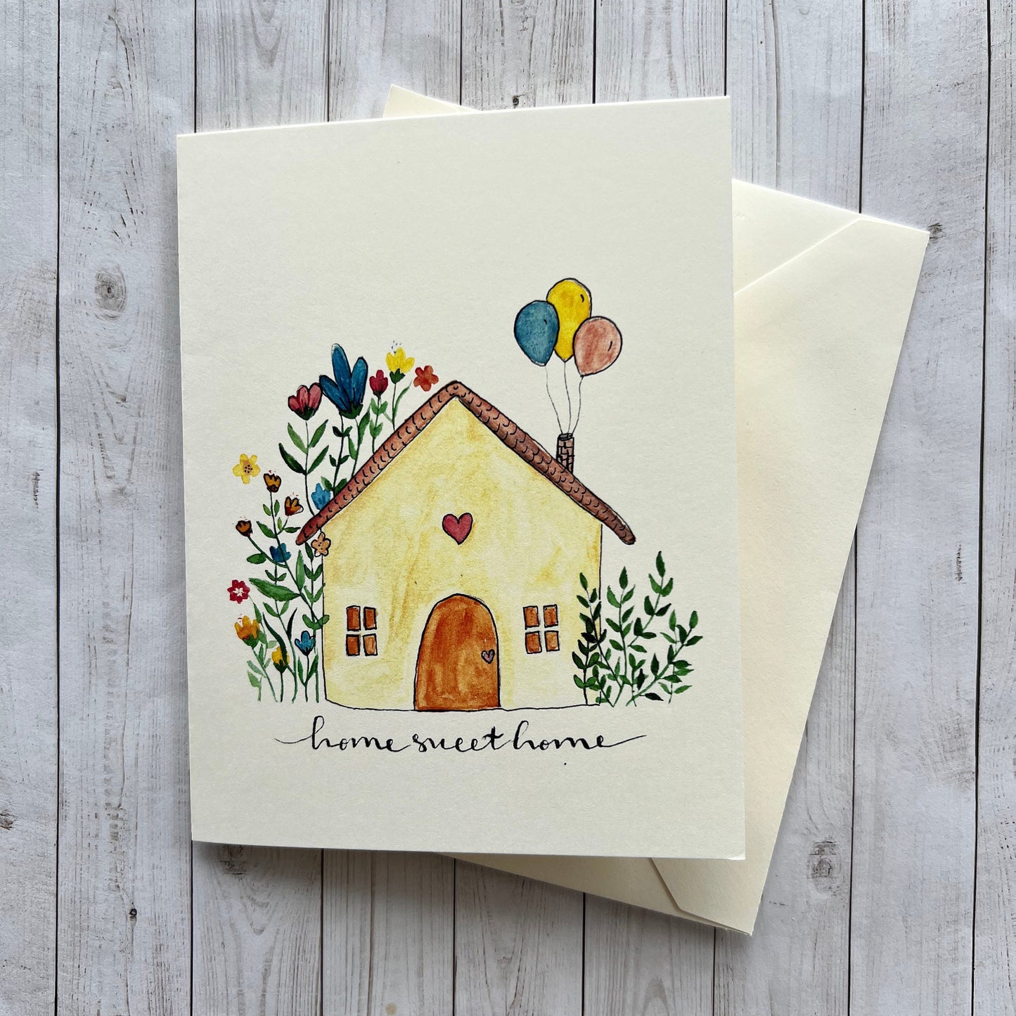 Home sweet home. House warming cute card