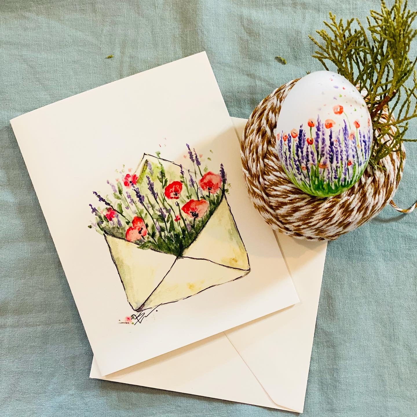 Poppy and lavender envelope