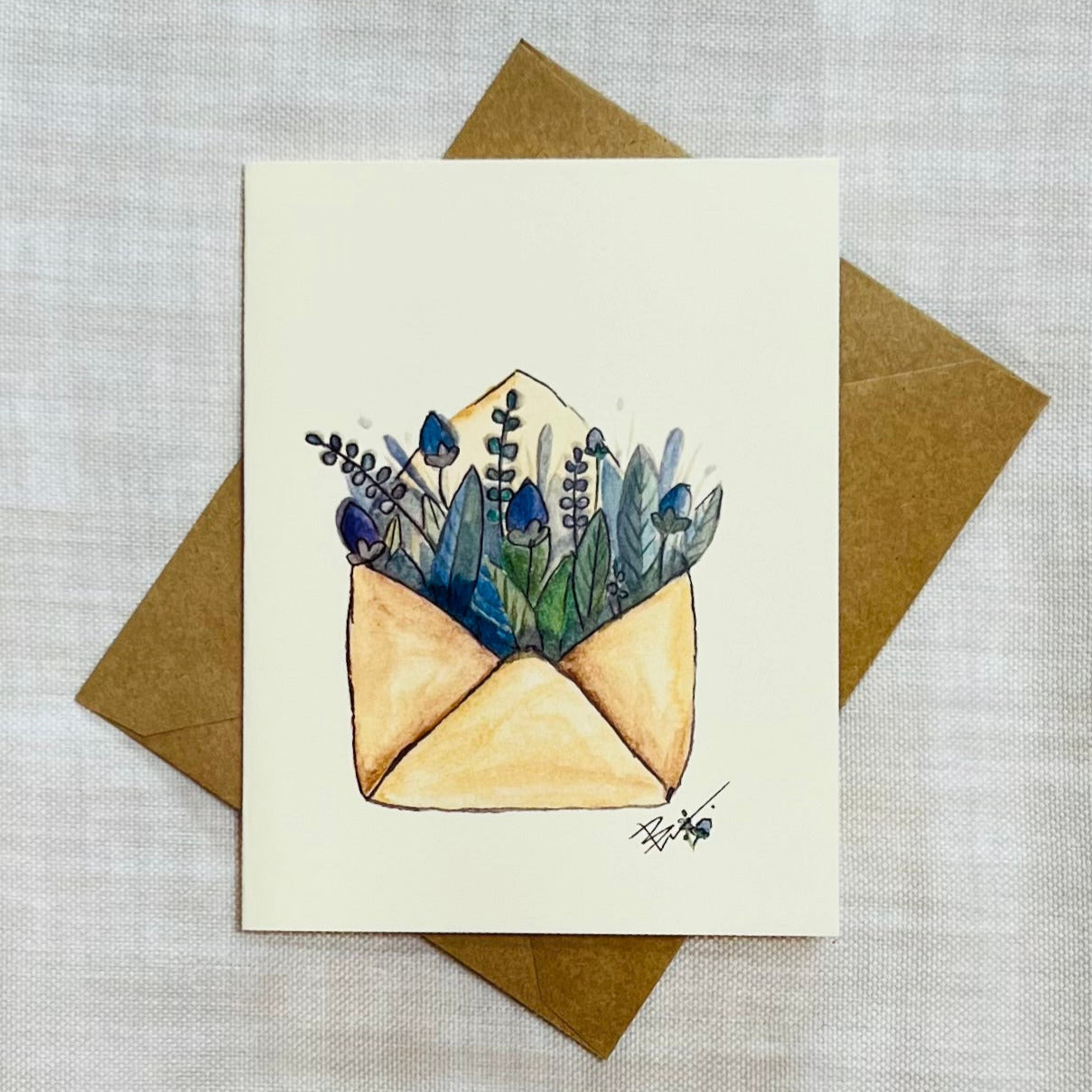 Blue flower envelope