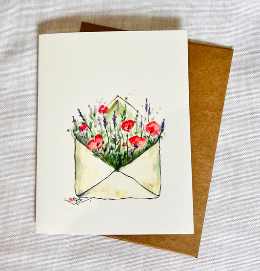 Poppy and lavender envelope