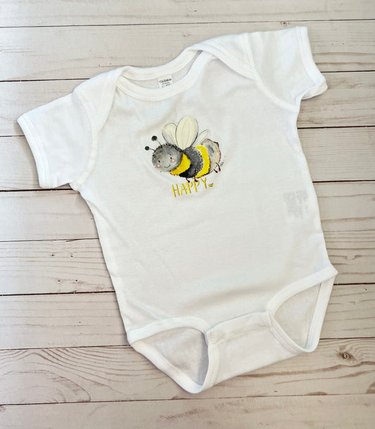Bee Happy. Bumble bee baby onesie