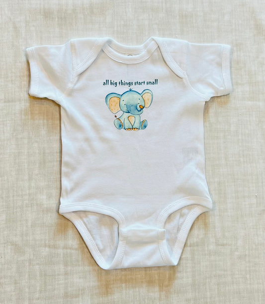 Elephant baby onesie. All big things start small