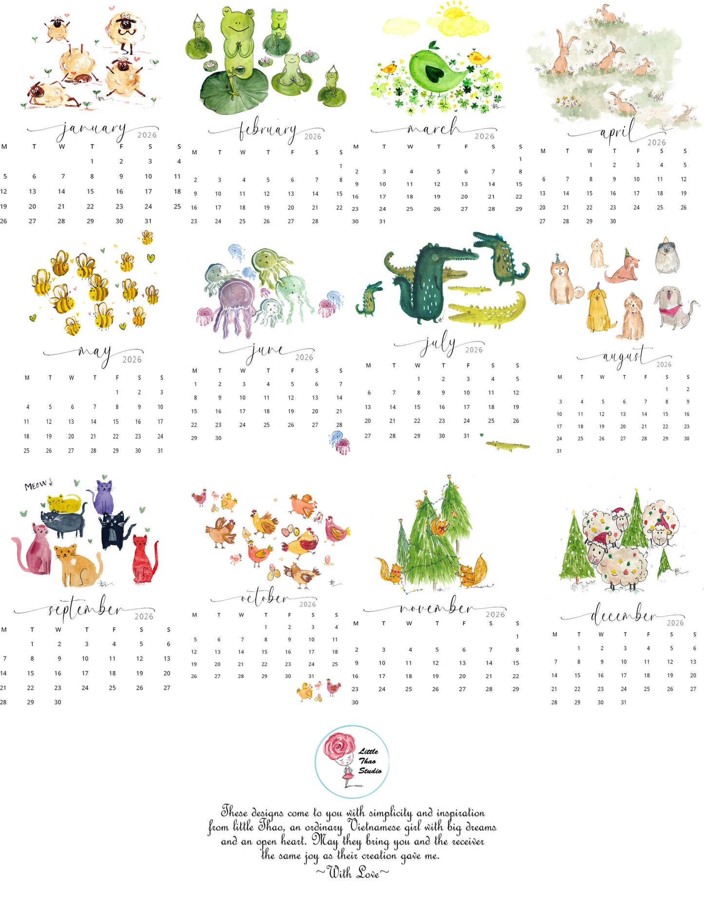 Animal calendar 2026